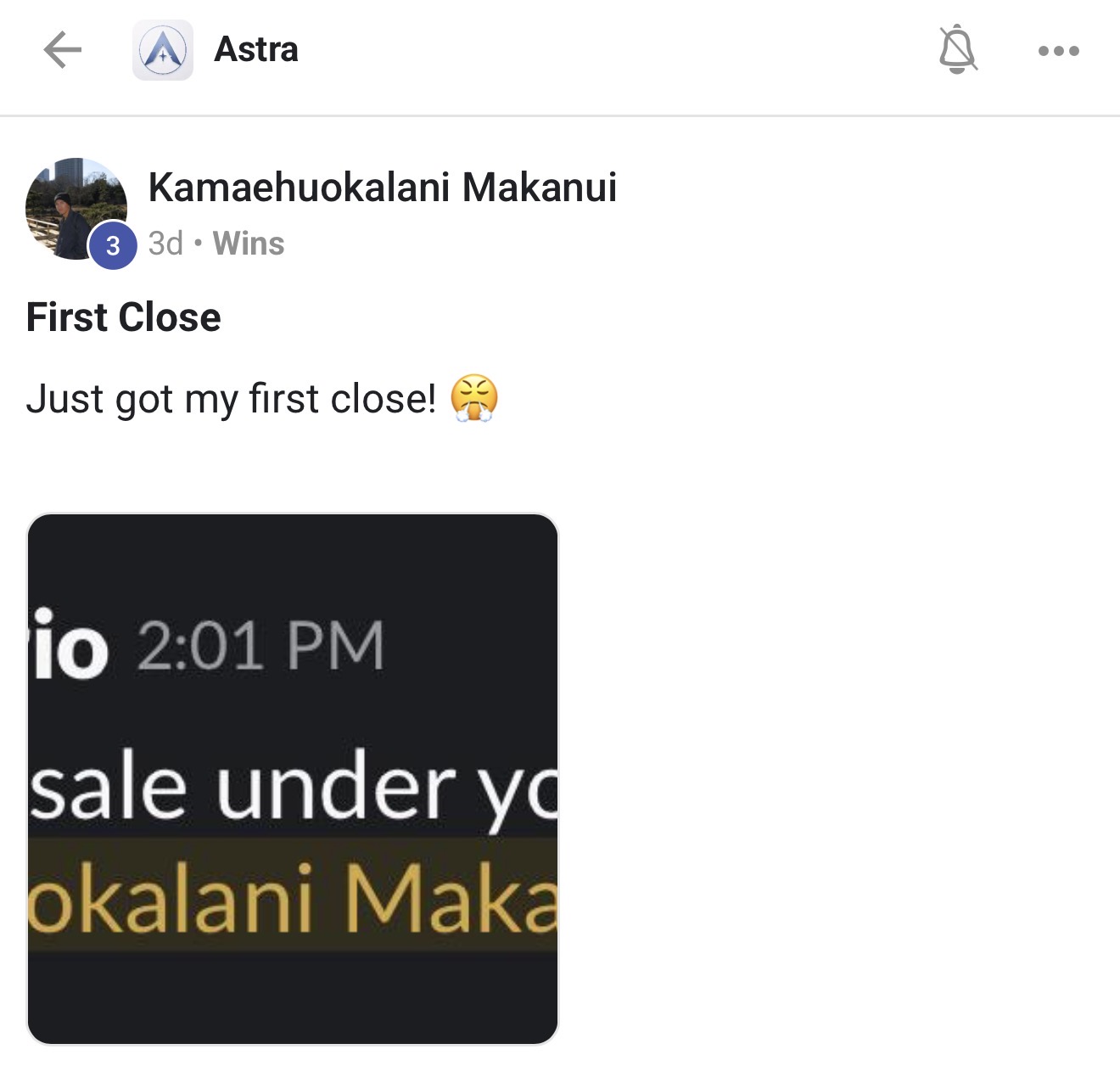 Community member sharing their first close